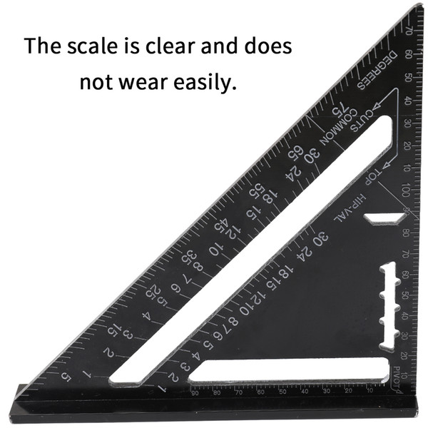 Aluminum Alloy 7inch Triangle Ruler for Woodworking 90 degrees 45 degrees Set Angle Ruler Measuring Tool Square Angle Protractor