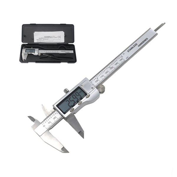 Stainless Steel Electronic Digital Vernier Caliper Guage Micrometer 150mm 0.01mm 6 inch LCD Display Metal Ruler Plastic Box