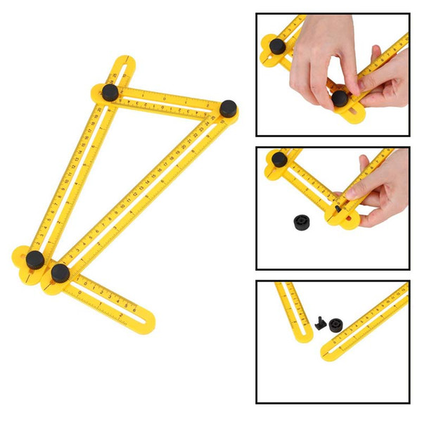 Multi-Angle Measuring Ruler Angle Izer Tools Four Folding Plastic Ruler Measuring Instrument Great Template for All Surfaces