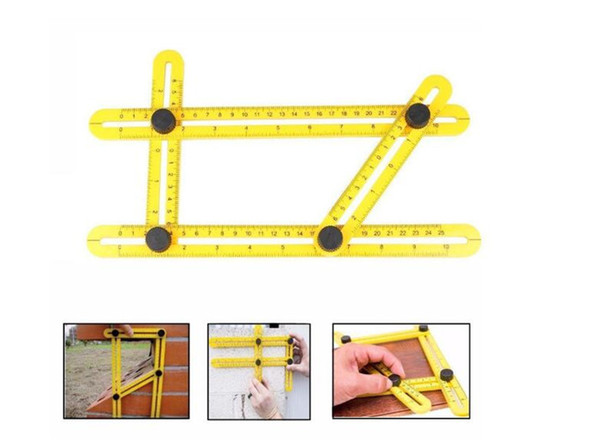 100pcs Multi-Angle Measuring Ruler Angle Izer Tools Four Folding Plastic Ruler Measuring Instrument Great Template for All Surfaces G061