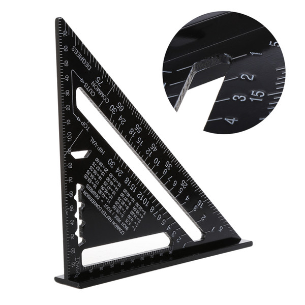 Triangular Measuring Ruler 7 Inch Metric Aluminum Alloy Speed Square Roofing Triangle Angle Protractor Trammel Tools New