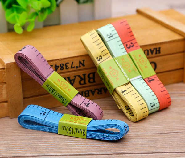 150cm length Random Color Soft Tape Measures Sewing Tailor Fitness Caliper Measuring Body Plastic Soft Feet Ruler Gauging Tools