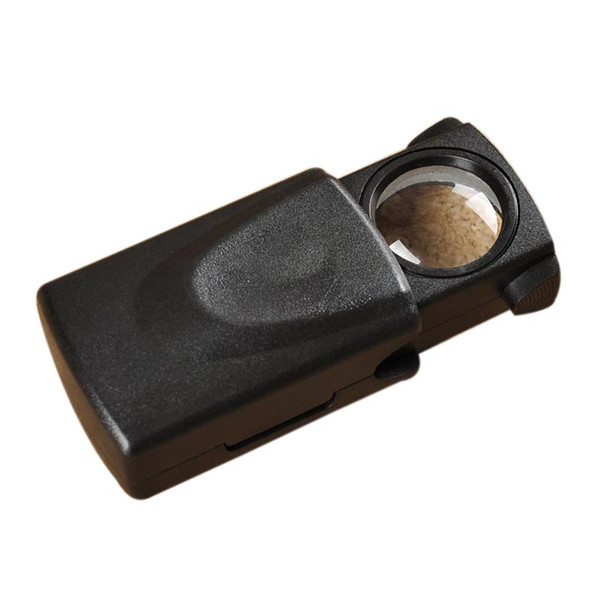 Portable Ready Magnifying Glass 45x 21mm Black Microscope Loupe Foldable Pull Type Jewelry Magnifier With LED Light Instruments