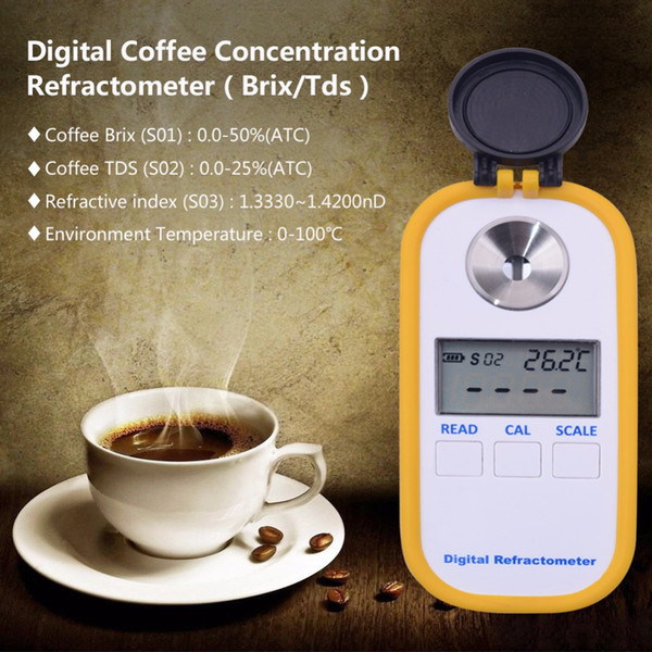 Hot portable digital display 0-50%Brix coffee Brix meter TDS 0-25% coffee concentration refractometer tester beverage test tool
