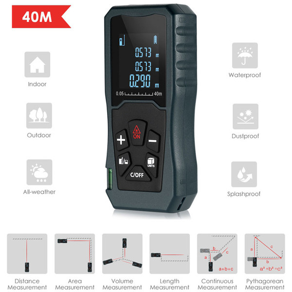 40M Laser Distance Meter Multipurpose Handheld Rangefinder IP54 Laser Distance Meter Ruler Measuring Tape Distance Measurer Free Shipping VB
