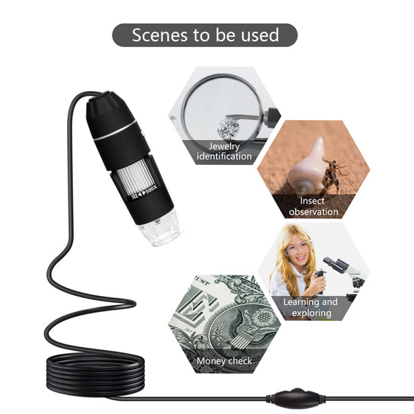 500X/1000X 8 LED Electronic Microscope Digital Microscope USB Handheld microscopio with 8 LEDs without Bracket 300000 Pixels