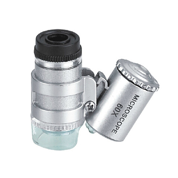 Mini 60X Microscope LED Jewellery Loupe UV Currency Detector Portable Magnifier Magnifying Glass Eye Lens with LED Light
