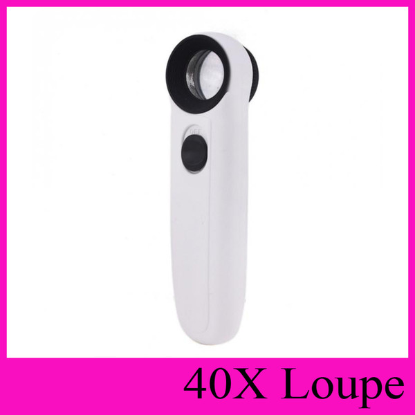 40X 21mm Magnifier Hand Hold Reading Magnifying Glass High-Power Eye Loupe Dual Lights LED Jeweler Loupes Jewelry Magnifier Microscope +pack