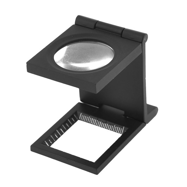 10X ABDl Desk Folding Magnifier Optical Lens Black Foldable Printing Cloth Magnifying Glass W/ Scale Pointer Loupe Free Shipping