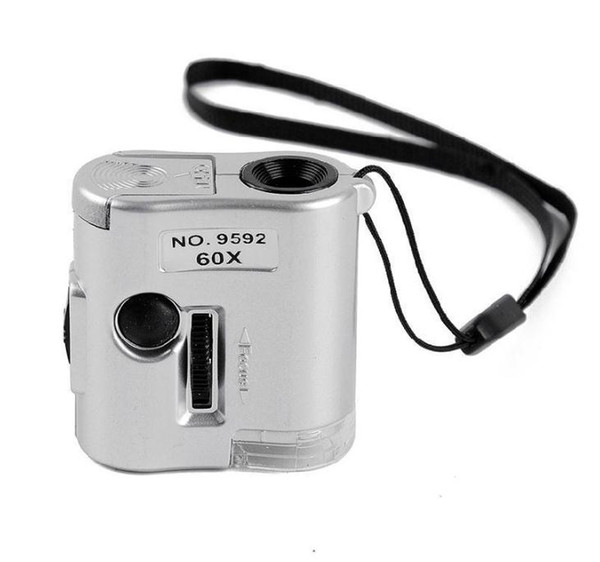Jewelry Loupe Magnifier 60X Zoom Multifunctional Microscope Loupe With 2 LED Light Focus Adjustable 60X Hot Sale Free Shipping SN2539