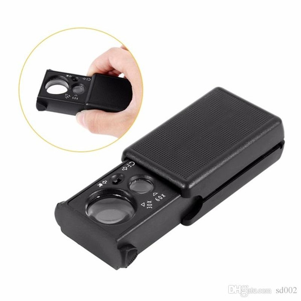 30X 60X Magnifier With LED Light Jewelry Appraisal High Magnification Loupe Portable Mini Reading Glass For Outdoor Carry 2xx ZZ