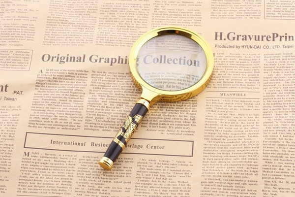 Magnifying glass HD 10 times old man reading holding 80mm Jinlong handle magnifying glass