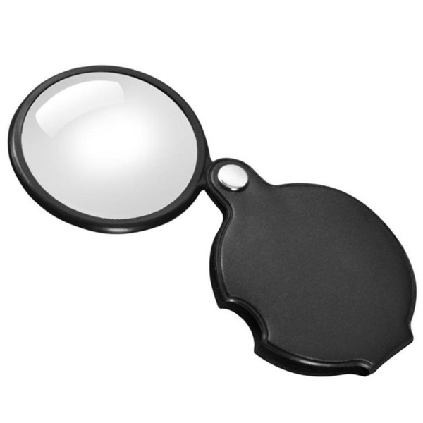 Portable Rotatable Mini 5X Glass Lens Folding Cortical Magnifier With Leather Pouch Magnifying Glass Loupe