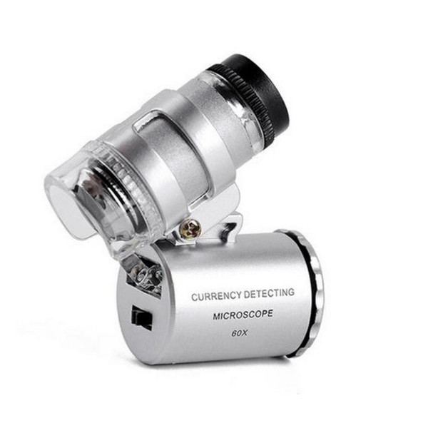 Popular Latest Fancy 60x Handheld Mini Pocket Microscope Loupe Jeweler Magnifier With LED Light Free shipping