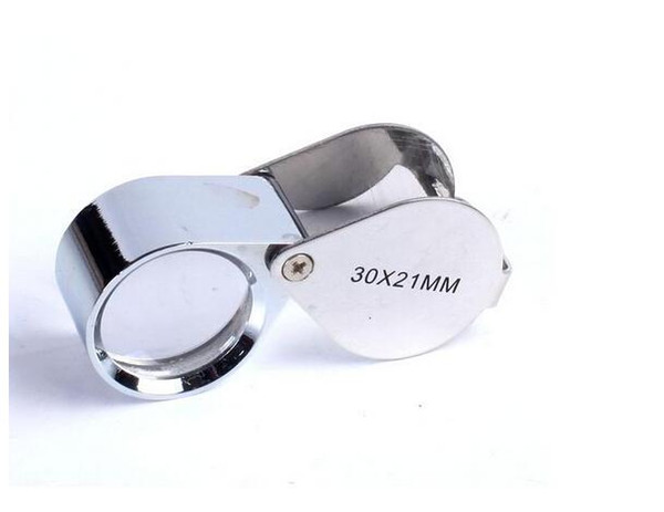 Mini 30x21mm Jewelers Eye Loupes Jewelry Diamond Magnifiers Magnifying Glass Ingenious portable Loupe Magnifier Silver color in retail box