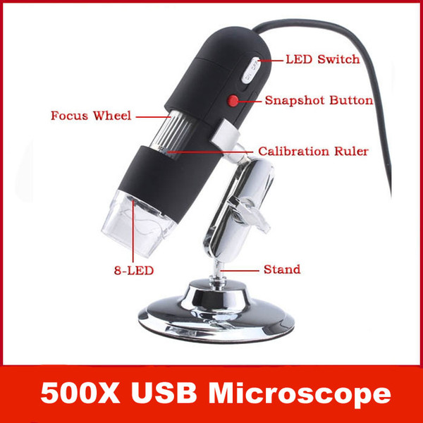 Portable USB 2MP 50-500X USB Digital Microscope Endoscope Magnifier 8 LED Camera Cam PC Computer