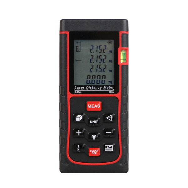 Wholesale-New 50m 164ft Digital Laser distance meter Bubble level Rangefinder Range finder Tape measure Area/Volume M/Ft/in Tool