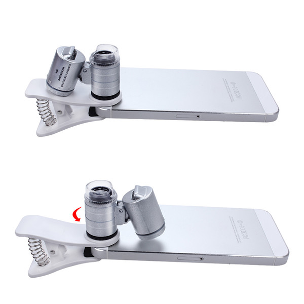 60X Zoom Cellphone Magnifier Loupe With LED And UV Light Clip-on Cellphone Microscope For All Mobile Phones Pocket Size
