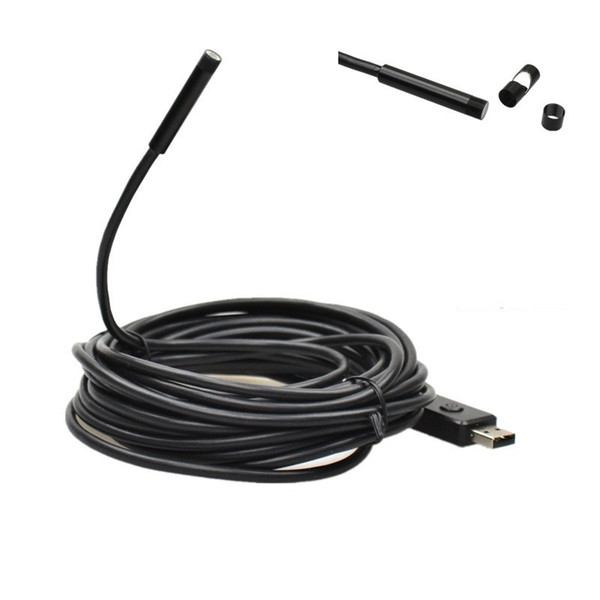 Wholesale-1.3MP 7mm waterproof flexible tube with light industrial endoscope usb car piping HD camera mouth speculum