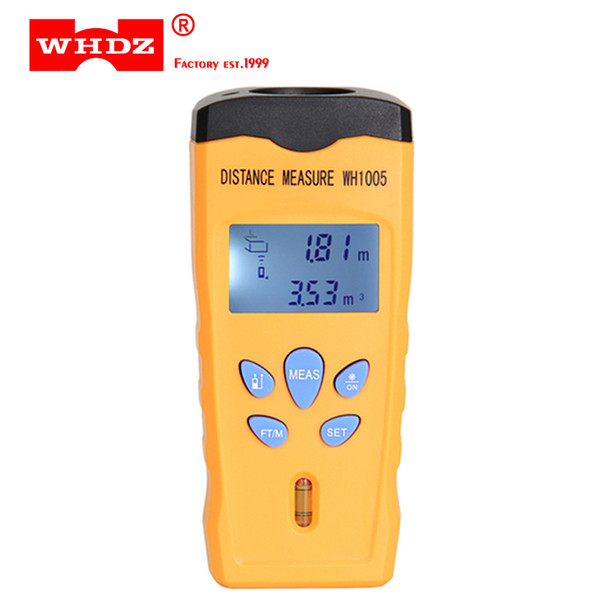 DHL 20PCS WHDZ WH1005 Ultrasonic Laser Distance Meter Mini Range Finder Pointer Area Volum Meter Measure Tester Portable 0-18M Backlight