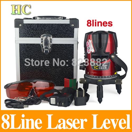 Wholesale-8 Lines 9 Point Laser Level (4V4H9P) Rotary Cross Level Laser Line (Self Levelling Within 3 Degrees) LL01