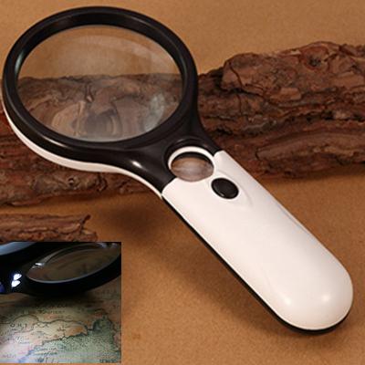 LED Hand-held 45x Microscope Mini Pocket Loupe Reading light Magnifier Portable Double Light Magnifier Reading Newspaper Tools YFA168