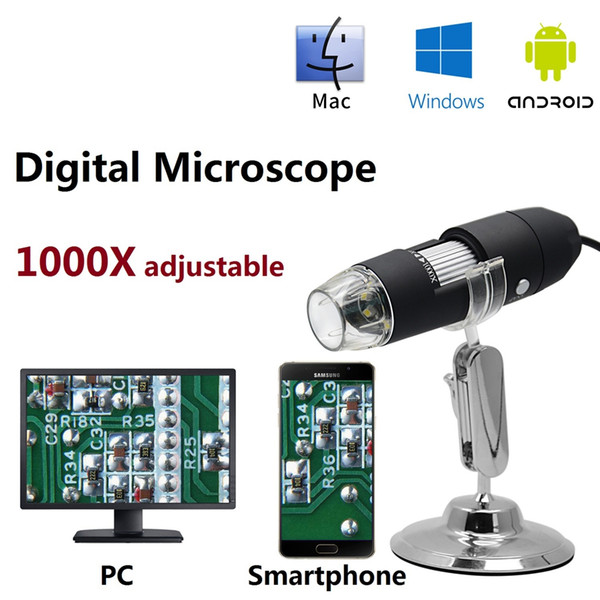 Digital Microscope 1000X 8 LED USB Digital Microscope Endoscope Camera Microscopio Magnifier Camera and Stand Shipping by DHL