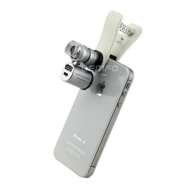 2015 New Microscope 60x Magnification Pocket Mini Clip LED Light Magnifier Glass Loupe Currency Detecting Universal for iPhone 6