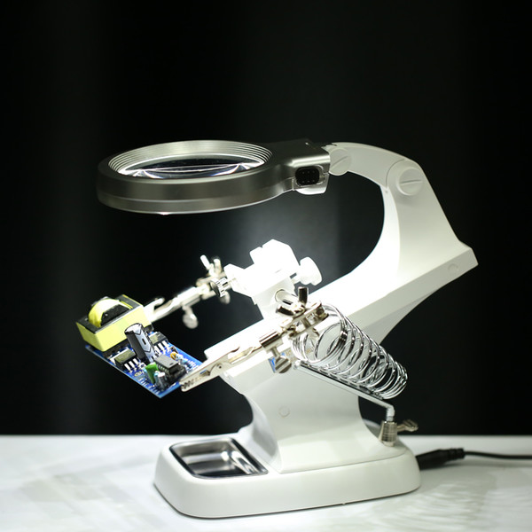 3X4.5X Welding magnifying glass LED loupe Magnifier Alligator Clip Holder Clamp Helping Hand soldering iron Repair tool