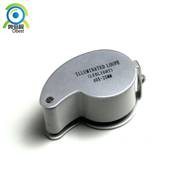 2016 NEW 40x25 illuminated magnifier lights MG21011 jewelry loupe New Mini Illuminated Loupe 40X25mm Led Light Magnifying Glass Magnifier