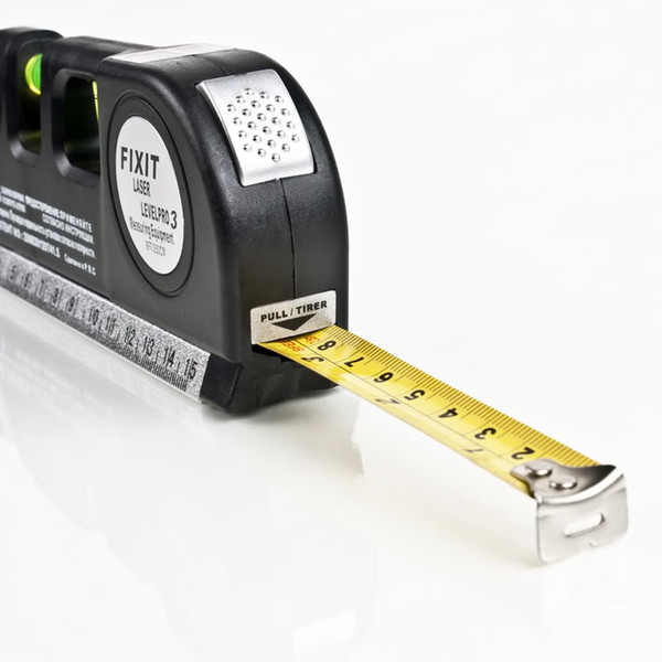 New Laser Level Horizon Vertical Measure Tape 8FT Aligner Multipurpose Bubbles with Ruler