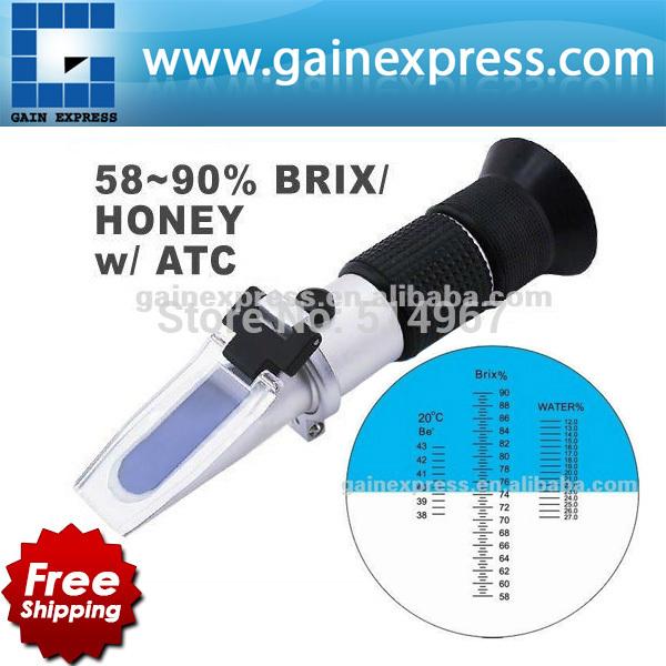 Wholesale-Tri-scale Measurement Portable Honey Refractometer Beekeeping Tester Bees 58-90% Brix / 38-43 Be' (Baume) / 12-27% Water
