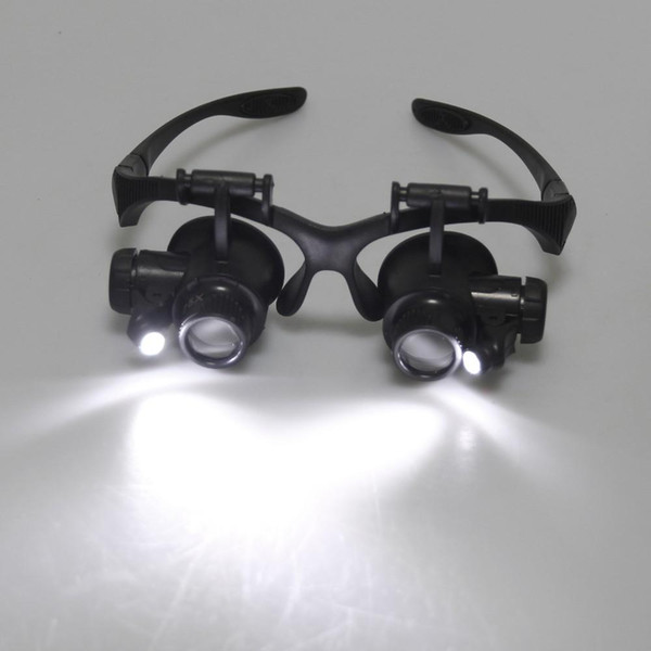 Multi 10X 15X 20X 25X High Quality LED Magnifier Double Eye Glasses Loupe Lens Jeweler Watch Repair Magnifier Measurement Tools