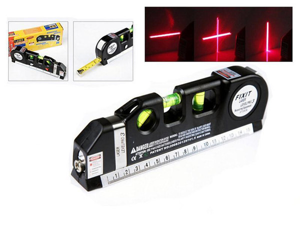 Free Shipping laser level wire Infrared Cross Line Laser Level Tape Measure 2.5 meter aluminum seat