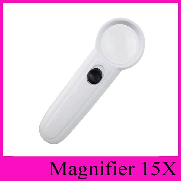 15X Hand-hold Magnifier Double LED Light Multifunctional Hand-hold Magnifiers LED Light Jewellery Loupe Identifying Loupe Microscope Loupes