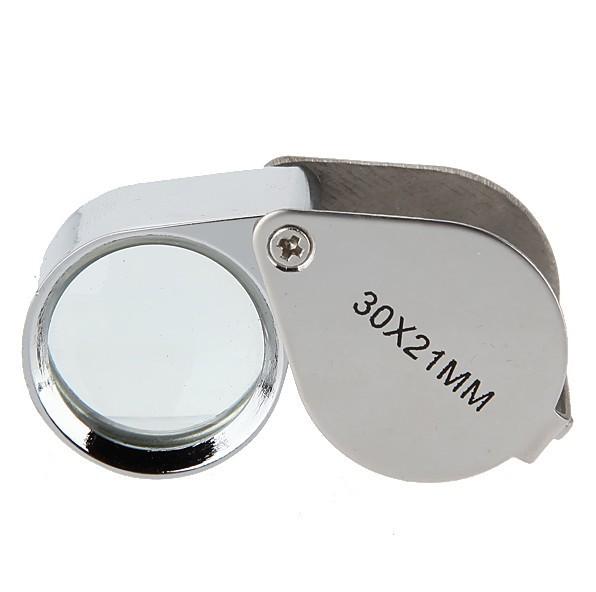 Metal folding portable hand-held glass lens jewelry identification magnifying glass