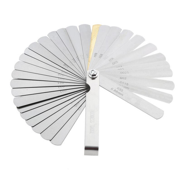 Stainless Steel 32 Blades Feeler Gauge Metric Gap Filler 0.04-0.88mm Thickness Gage For Measurment Gauging Measuring Tool