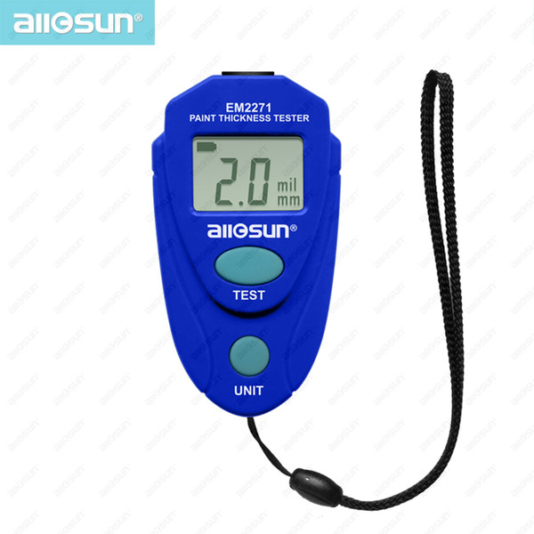 Mini Digital LCD Coating Thickness Gauge Cheap Automotive Paint Thickness Meter Resolution 0.1mm/1mil Enamel Plastic Epoxy All Sun EM2271