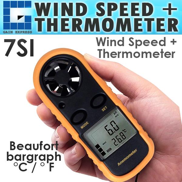 AM-816 2-in-1 Mini Handheld Digital Anemometer with Thermometer, Air Flow Wind Speed Meter, Beaufort Wind Scale Bar Graph, for Drone Fying