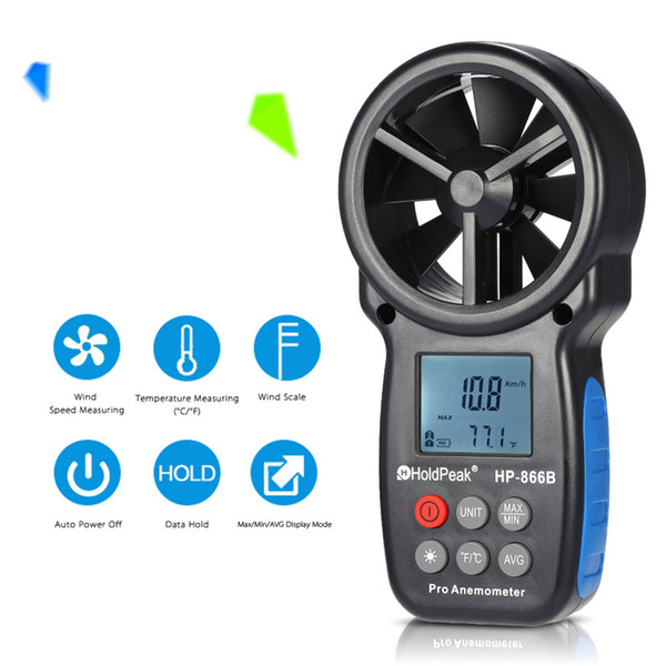 Portable Digital Anemometer LCD Handheld Air Wind Speed Velocity Meter Measure Portable Smart Temperature Windmeter