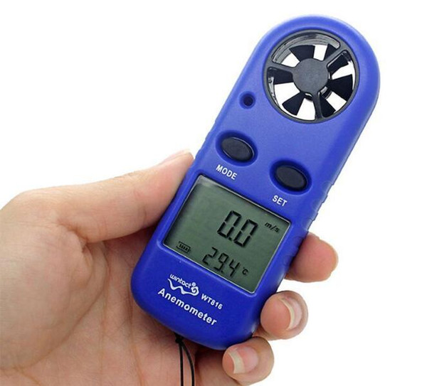 100PCS free by dhl fedex Anemometer LCD Digital Backlight Thermometer Electronic Hand-held Wind Speed Gauge Meter wholesale