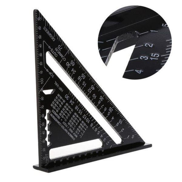 Triangular Measuring Ruler 7 Inch 12 Inch Metric Aluminum Alloy Speed Square Roofing Triangle Angle Protractor Trammel Tester Tools