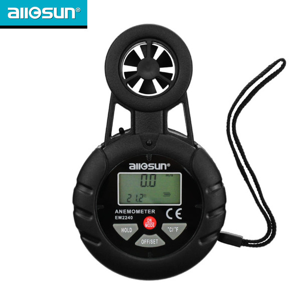 Digital Anemometer LCD Display Wind Speed Tester Wind Temp Gauge Handheld Air Flow Meter All Sun EM2240