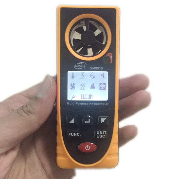 Portable Multi-funcation Anemometer Digital Mini Air Wind Speed Scale Meter GM8910 Suitable for Measuring Temperature Humidity Data Saving