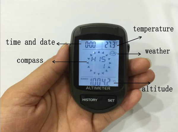 Digital LCD 8 In 1 /Compass+Altimeter+Barometer+Thermometer+Weather Forecast+History+Clock+Calendar for Hiking Hunting