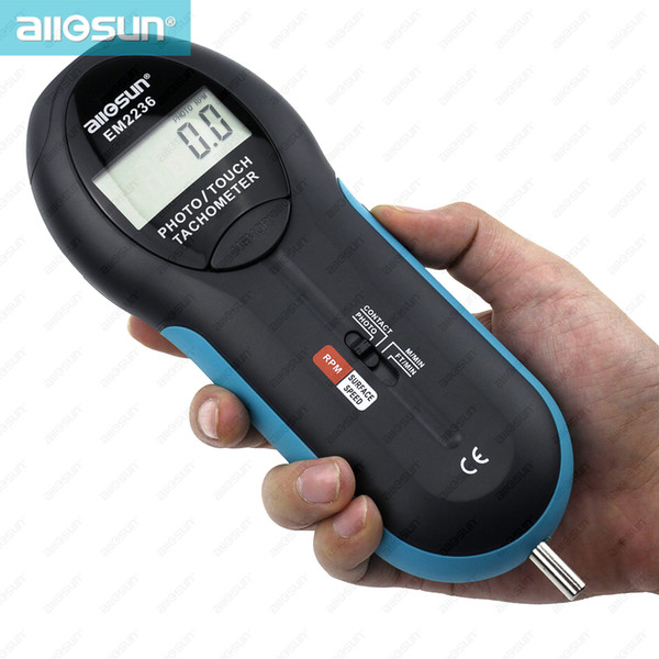 Digital Tachometer LCD Display Surface Linear Velocity Meter Handheld RPM Gauge Rotate Speed Tester All Sun EM2236