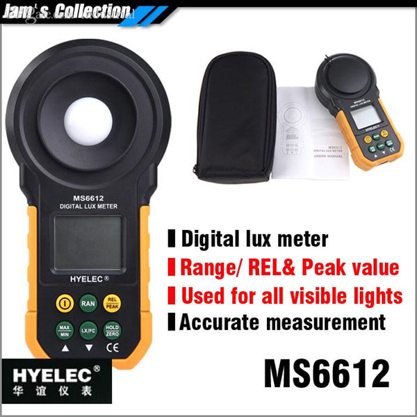 -MASTECH HYELEC MS6612 digital lux meter 20000 lux with range, peak value, relative visible light photometer