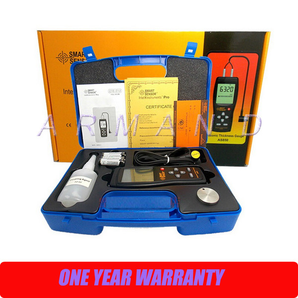 Smart Sensor AS850 Portable Ultrasonic Thickness Gauge 1.2-225mm thickness tester Steel Aluminium Plate Industrial measurements