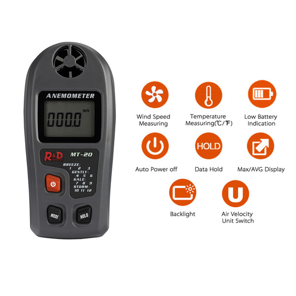 Portable Digital Anemometer Wireless Thermometer Wind Speed Gauge Meter Windmeter 30m/s Anemometro Hand-held Measure tool