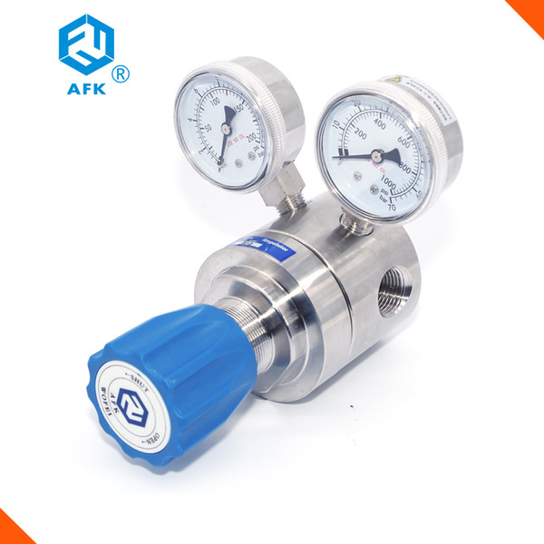 AFK single stage diaphragm type 316L stainless steel single stage co2 gas regulator oxygen low pressure regulator with gauge